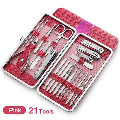 21 Piece / Lot Stainless Steel Manicure set Professional nail clipper Kit of Pedicure Tools Paronychia Nippers Trimmer Cutters ► Photo 1/6