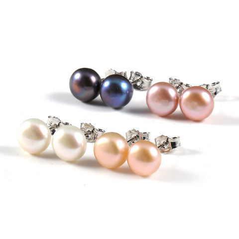 100% Natural Pearl Stud Earrings Genuine Natural Freshwater Pearls Earring Exquisite Jewelry Gifts for Women 4 Colors Wholesale ► Photo 1/6