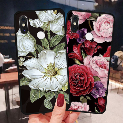 TPU 3D Emboss Coque For Xiaomi Mi Redmi Note 9S 9 S 10 7 8T 8 5 6  K20 K30 Pro Max SE S2 A3 Lite Pocophone F1 F2 Pro Flower Case ► Photo 1/6