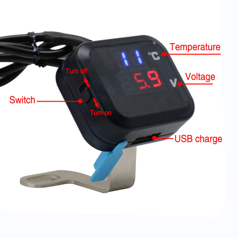 2 in 1 LED Digital Motorcycle  Temperature Gauge Voltmeter Voltage Gauges DC 8.0 ~ 30.0 V Display Range  for NMAX Yamaha ► Photo 1/6