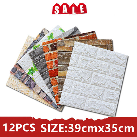 12PCS Newly Designed 3D Brick Wall Paste Dedroom Decoration  Foam Brick 3D Wall Wallpaper Self-Adhesive Panels Home Decoration ► Photo 1/6