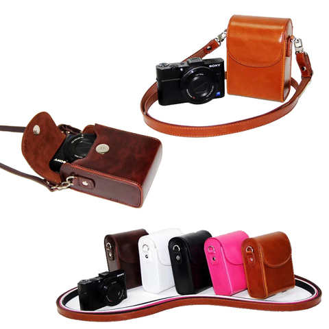 New Vintage PU Leather Camera Case For Sony ZV1 RX100 VII HX90 RX100M2 RX100M3 M4 RX100 VI RX100 VII RX100 VI WX500 ► Photo 1/6