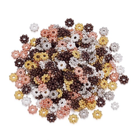 300pcs 5mm Flower Alloy Bead Spacers Daisy Wheel Charm Loose Metal Beads for Jewelry Making DIY Bracelet Necklace 5x1.5mm ► Photo 1/6