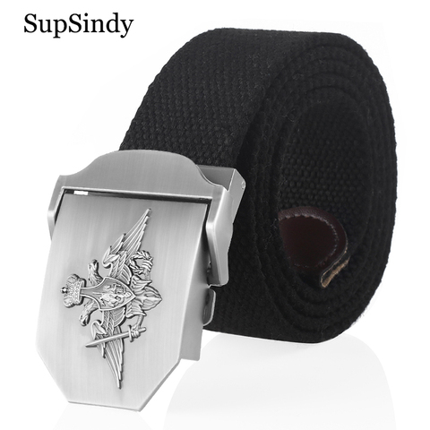 SupSindy Men Canvas belt 3D Russian Federation armed forces metal buckle Tactical Belts jeans waistband Army Military male strap ► Photo 1/6