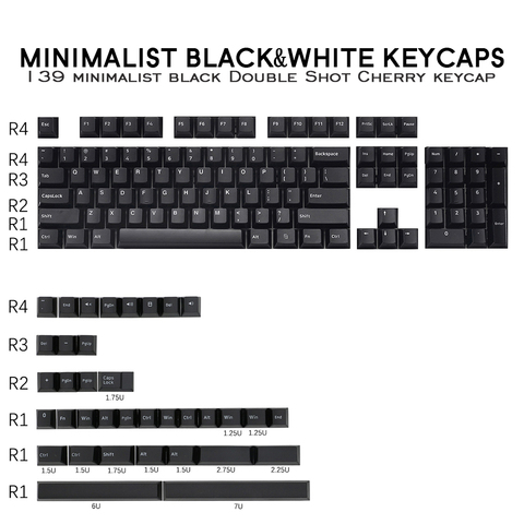 PBT Keycap 139 Keys Cherry Profile Double Shot Minimalist white Black Keycaps For CHERRY Ducky iKBC Mechanical Gaming Keyboard ► Photo 1/6