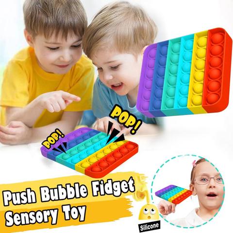 Buy Online Rainbow Push Pop Bubble Fidget Sensory Toy Autism Special Needs Stress Reliever Toys Adult Popit Antistress Stress Toys For Kids Alitools