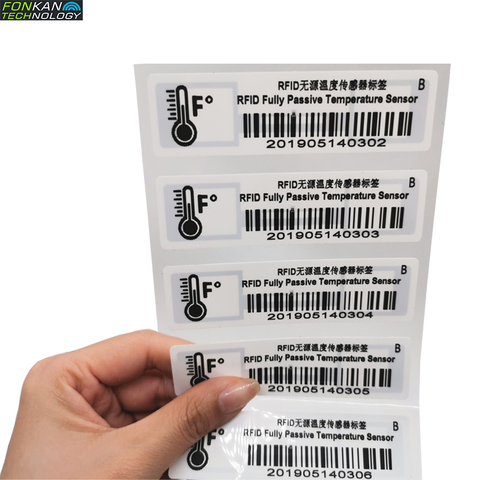 FONKAN UHF RFID Fully Passive Temperature Sensor Sticker Tag for cold-chain logistics 98x24mm ► Photo 1/6