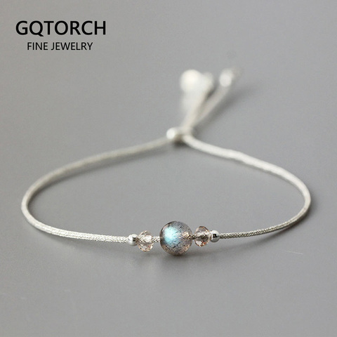 Handmade Moonstone Bracelet Thin Rope With Natural Crystal 925 Sterling Silver Beads Personalized Bracelets For Women ► Photo 1/6