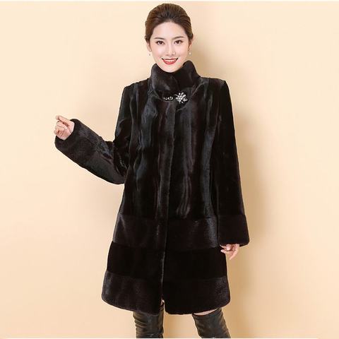 Women 2022 Winter Faux fur Coat Long Natural Black Fur Mink Coats And Jacket Female Warm Soft Vintage Clothes Plus Size 6XL T92 ► Photo 1/6