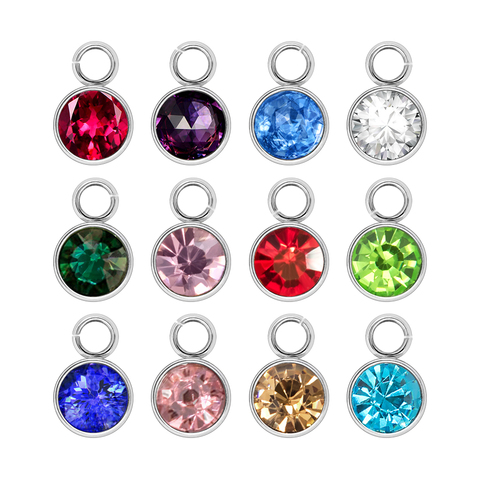 New 12pcs 6mm x 9mm Crystal Birthstone Charms rhinestone + stainless steel Charms Diy Accessories ► Photo 1/6