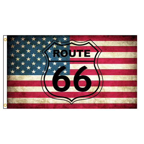 90x150cm Route 66 Motorcycle Biker Rider Retro USA Flag Banner ► Photo 1/6
