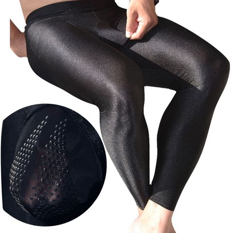 Sexy Men U Convex Pouch Men's Leggings Shiny Silicone Granules Thermal mens Underwear Male Underpants Men's Thermo Tights Pants ► Photo 1/6