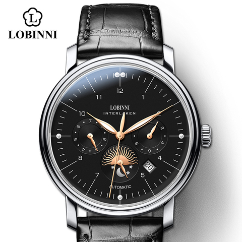 LOBINNI Business Seagull Movement Automatic Men Watch For Luminous Switzerland Perpetual Calendar Men's Mechanical Watch Fashion ► Photo 1/6