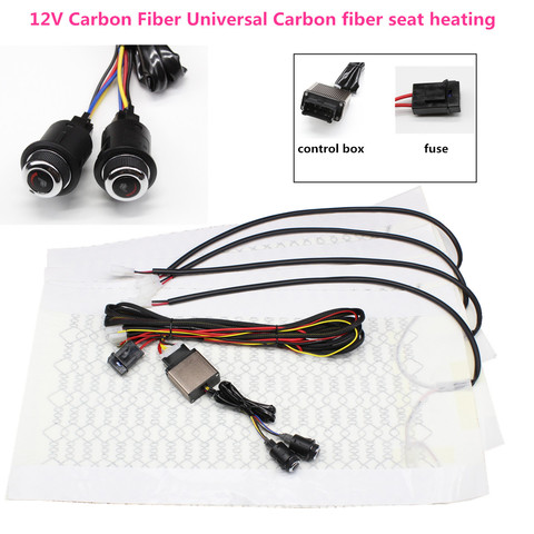 12V Universal  6 Level Carbon Fiber Car Heated heating Heater Seat Pads Winter Warmer Seat Covers Kit ► Photo 1/6