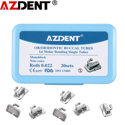 20sets=80pcs  AZDENT 1st Molar Bondable Monoblock Non-Convertible Single Roth 0.022 Buccal Tube ► Photo 1/6