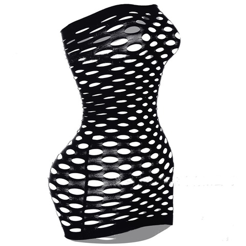 New Sexy Women Net Skirt Whole Body Hollow Out Fishnet Elasticity Mini Dress Lingerie Plus Size Nightwear ► Photo 1/6