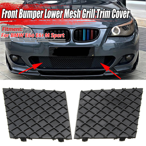 A Pair Black E60 E61 Car Front Bumper Lower Mesh Grill Plate Trim Cover For BMW E60 E61 M 51117897186 51117897184 Bumper Cover ► Photo 1/6