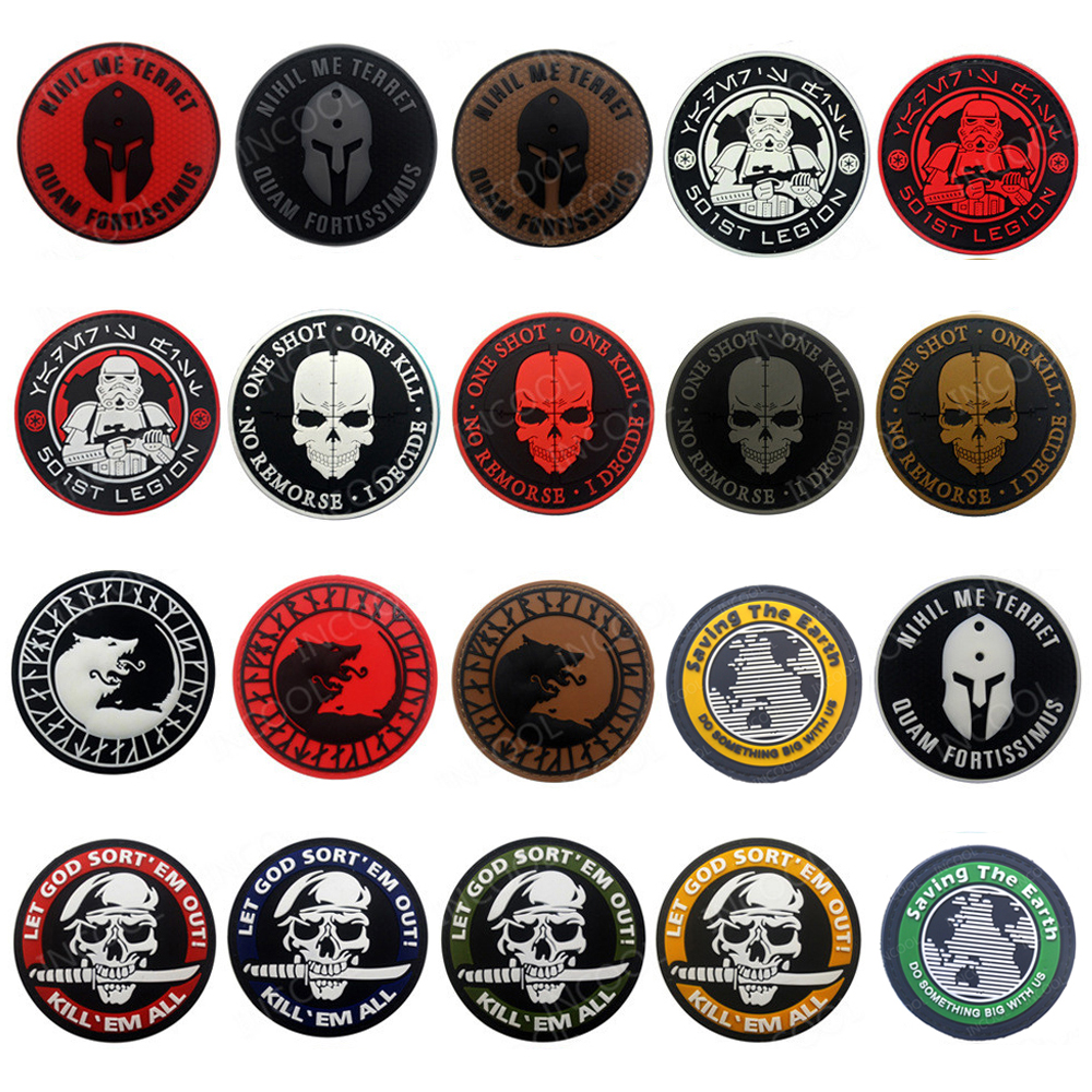Skull Badges Patches Patch PVC Rubber Badge Hook Patches Military Morale Patch