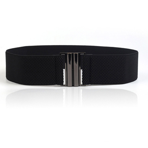 Women Elastic Band Wide Belts Simple Down Coat Waist Belt Female Buckle Black Strap Dress Decoration Accessories ► Photo 1/6