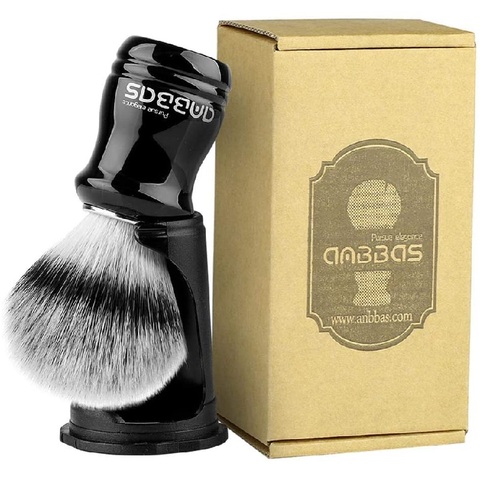 Synthetic Badger Shaving Brush with Black Holder Stand Anbbas 2IN1 Resin Handle Foam Brush Set for Men Close Wet Shave ► Photo 1/6