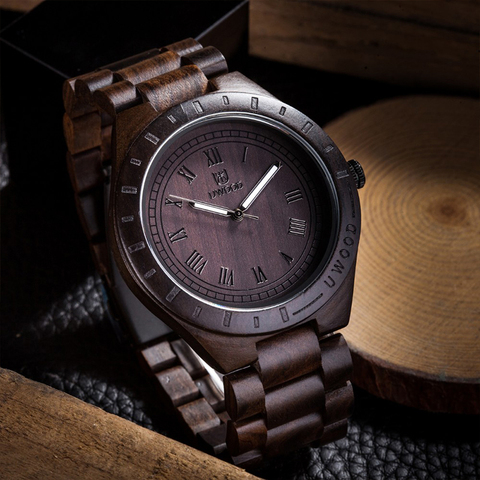 Uwood Wooden Watches Men Wristwatches Wood Bamboo Watch For Men Wrist Wood Strap Quartz Watch Husband Gift Relogio Masculino ► Photo 1/6