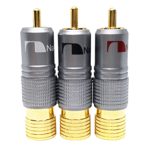 10mm RCA Plug Gold Plated Copper Locking Non Solder Nakamichi Coaxial Connector Socket Adapter Kit ► Photo 1/6