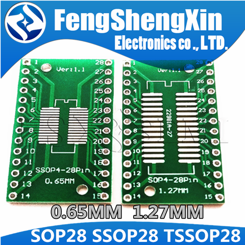 5pcs/lot pinboard  SOP28 SSOP28 TSSOP28 to DIP28 Adapter Converter PCB Transfer Board 0.65MM 1.27MM PCB adapter ► Photo 1/3