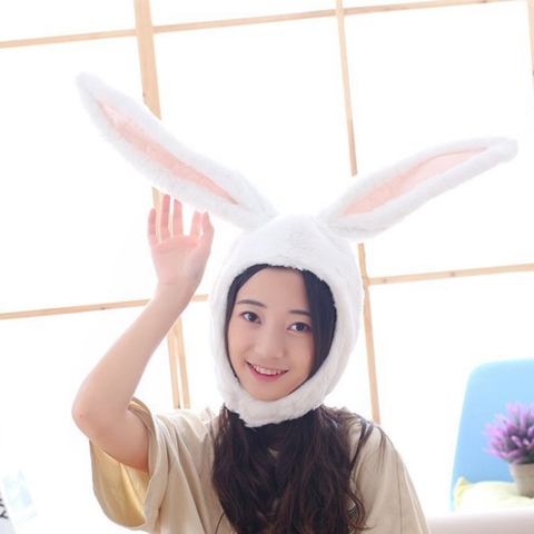 Women Men Funny Plush Bunny Ears Hood Hat Cute Rabbit Eastern Cosplay Costume Accessory Headwear Halloween Party Props ► Photo 1/6