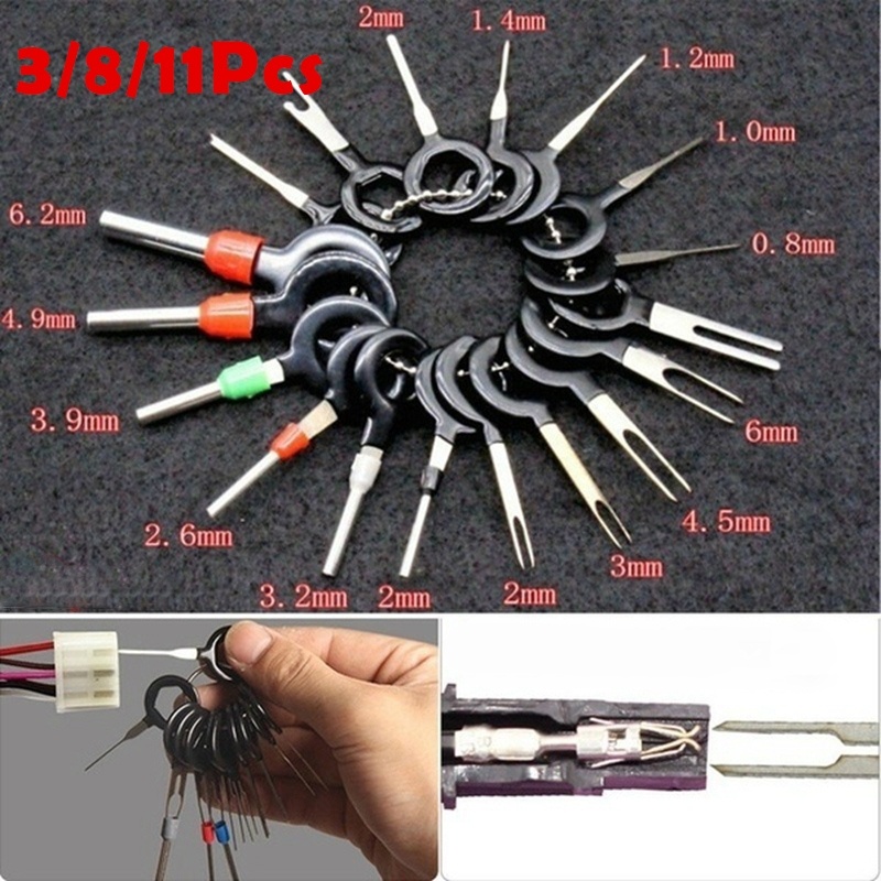11 pcs Car Wire Terminal Removal Tools Crimp Pin Back Needle Remove Tool Set Car Wire Harness Plug Terminal Extraction Pick Connector 
