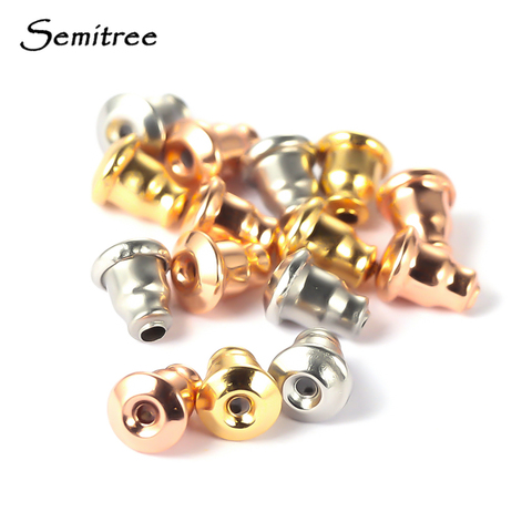 Semitree 50Pcs Stainless Steel Gold Bullet Earring Back Earrings Stopper DIY Earring Findings  Handmade Crafts Jewelry Making ► Photo 1/6