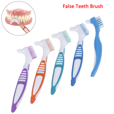 Multi-Layered Denture Cleaning Brush Bristles False Teeth Brush Oral Care Tool Bristles & Ergonomic Rubber Handle ► Photo 1/6