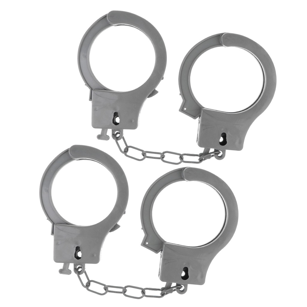 2Pcs Police Handcuffs Toy Hand Cuffs Kids Role-Play Tool Fancy Costume Props 