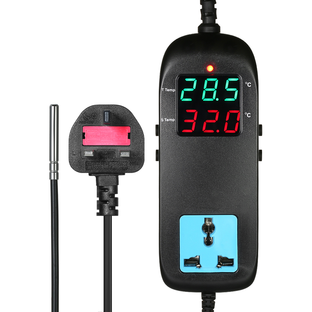 LED Digital thermoregulator Breeding Temperature Controller Thermostat UK Plug H 