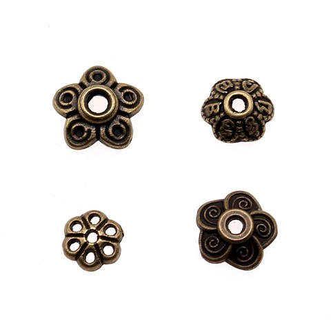 60pcs/lot Bead Caps DIY Jewelry Findings For Jewelry Making Accessories Antique Bronze Plated Bead Caps Charms ► Photo 1/1