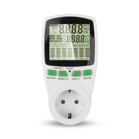 LCD Power Meter Wattmeter Smart Socket Energy Meter KWh Voltage Current Frequency Electricity Monitor ► Photo 1/6