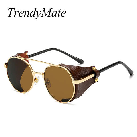 Fashion Round Steampunk Sunglasses Brand Designer Women Men Vintage Punk Sun Glasses Luxury Sunglass UV400  Oculos de sol 5511 ► Photo 1/6