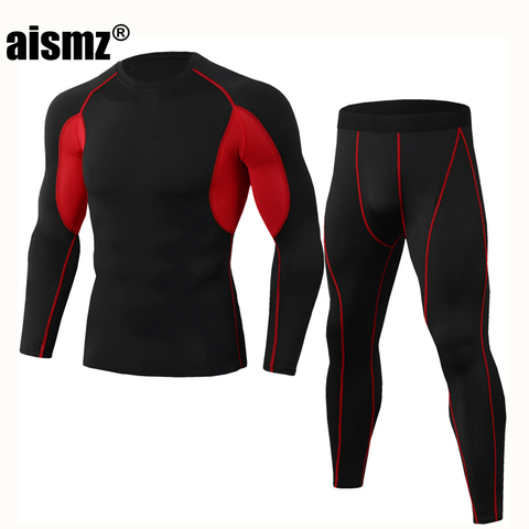 Aismz New Winter Thermal Underwear Sets Men Quick Dry Anti-microbial Stretch Men's Thermo Underwear Male Warm Long Johns Fitness ► Photo 1/6