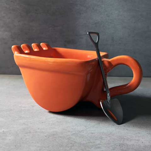 Personality Excavator Bucket Coffee Mug Shovel Spoon Amusing Ceramics Navvy Tea Cup Verre Crane Cigarette Holder Ashtray Tumbler ► Photo 1/6