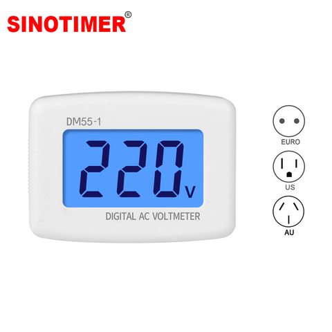 AC 80-300V Digital Voltmeter EU US AU Plug Volt Meter Socket Voltage Tester LCD Display  Voltage Meter 110V 220V DM55-1 ► Photo 1/6