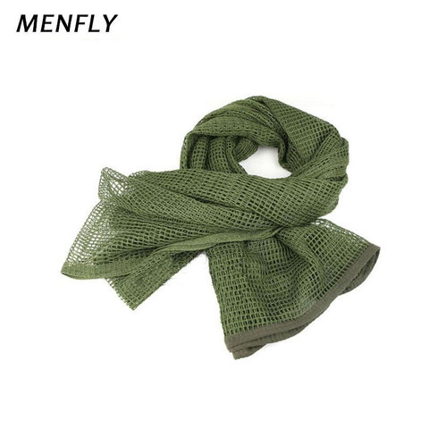 MENFLY Outdoor Pure Color Hunting Clothing Accessories Large Mesh Towel Military Fan Multi-purpose Camouflage Scarf Square Towel ► Photo 1/6