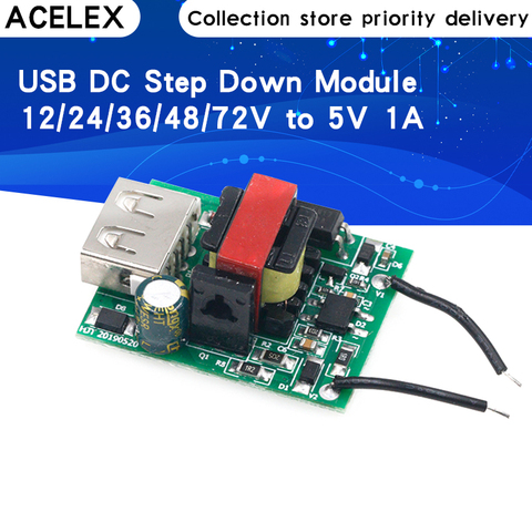 USB DC Step Down Module Isolated Power Supply Buck Converter Stabilizer 12V 24V 36V 48V 72V to 5V 1A ► Photo 1/6