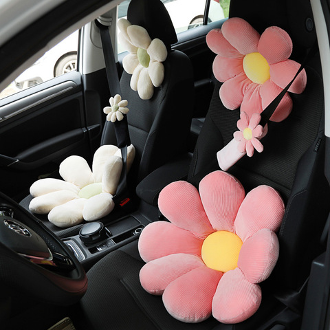 Car plush headrest creative sun flower car neck pillow back pillow lumbar head support cushion women's car interior accessories ► Photo 1/5