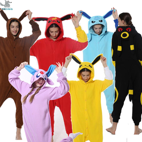 HKSNG New Animal Adult Espeon Umbreon Pajamas Cute Pokemon Kigurumi Onesies Cosplay Costumes Unisex Sleepwear Christmas Gift ► Photo 1/5