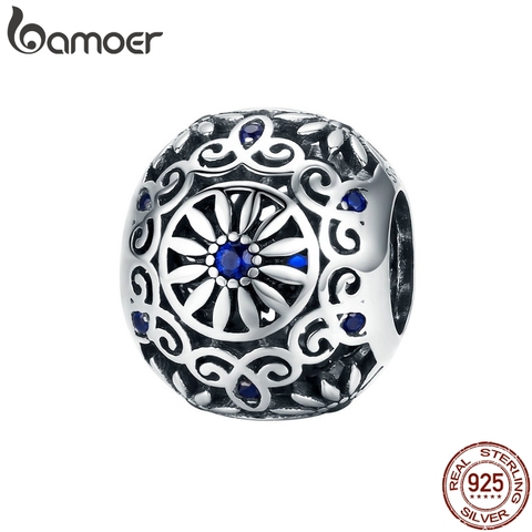 BAMOER Original Beads Fit  Charm Bracelet 925 Sterling Silver Intricate Lattice Openwork Ball With Clear CZ DIY Jewelry SCC1119 ► Photo 1/5