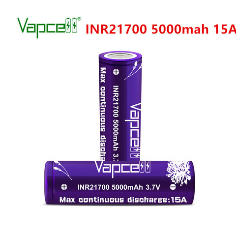 Vapcell Original INR21700 5000mAh 15A battery rewrap tesla 21700 high capacity rechargeable li-ion batteries for flashlight ► Photo 1/6