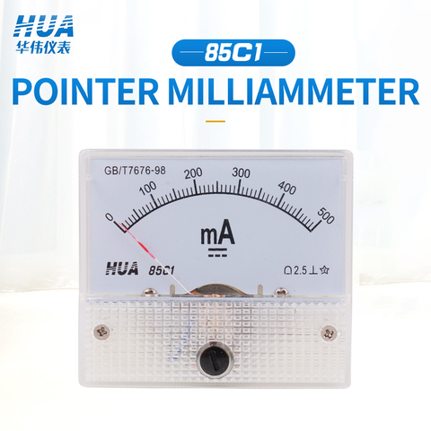 85C1 DC  mA Ammeter analog panel 1mA 2mA 3mA 5mA 10mA 15mA 20mA 30mA 50mA 200mA 300mA 400mA 500mA etc，factory direct sale ► Photo 1/6