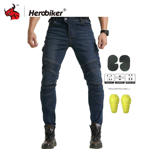 DUHAN Motorcycle Pants Men Motorcycle Jeans Casual Pants Men's Motorbike Motocross Off-Road Knee Protective Moto Jeans Trousers ► Photo 1/6