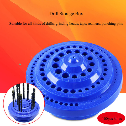 100pcs Holes 360 Degree Rotating Drill Storage Box Round Shaped Grinding Head Reamers Tools Organizer Container Boxes With Scale ► Photo 1/6