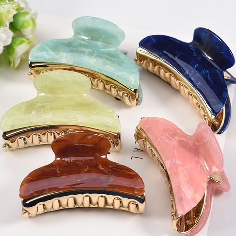 Fashion Multiple style sizes Acrylic Solid color shining Hairpin Bath Pan Hair Claw For Women girl Hair accessories Headdress ► Photo 1/6