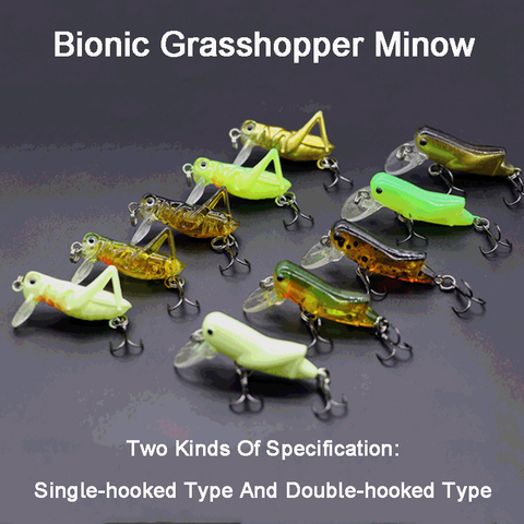 X-Fin 3g/4g Single-hooked Double-hooked Bionic Grasshopper Minnow Insect Lure  Artificial Bait Hard Bait Freshwater Fishing ► Photo 1/1
